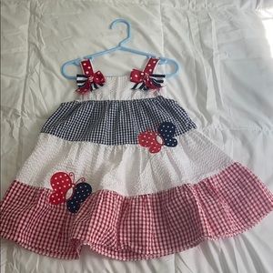 Rare Editions red/white/blue gingham dress